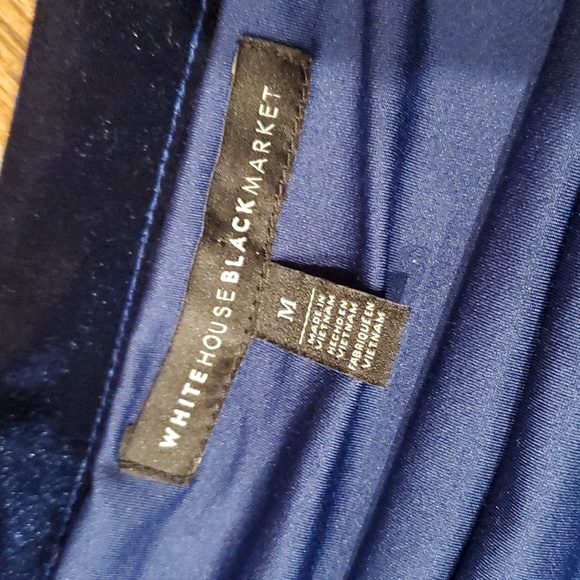 White House Black Market Velvet Sapphire Blue Off Shoulder Blouse Women M - Picture 5 of 7